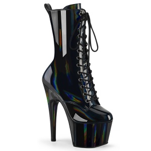 ADORE-1040WRHG - 18 cm plataforma botines tacn alto holograma negro