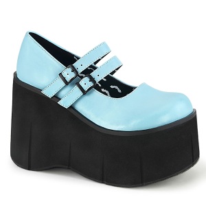 Azul Vegano 11,5 cm DemoniaCult KERA-08 zapatos de saln mary jane plataforma