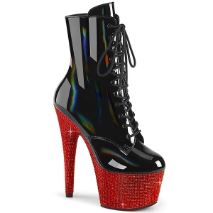 BEJ-1020-7 - 18 cm botines de tacn altos pleaser strass negro rojo