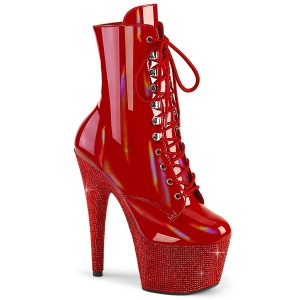 BEJ-1020-7 - 18 cm botines de tacn altos pleaser strass rojo