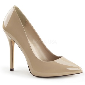 Beige Charol 13 cm AMUSE-20 zapatos tacn de aguja puntiagudos