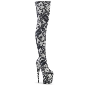 Billetes de dlar 20 cm FLAMINGO-3000DP botas altas overknee plataforma pole dance