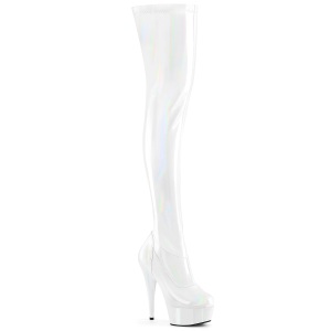 Blanco 15 cm DELIGHT-3000HWR Holograma botas altas overknee plataforma