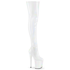 Blanco 20 cm FLAMINGO-3000HWR Holograma botas altas overknee plataforma