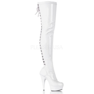 Blanco Lacado 15,5 cm DELIGHT-3063 Botas Altas Plataforma