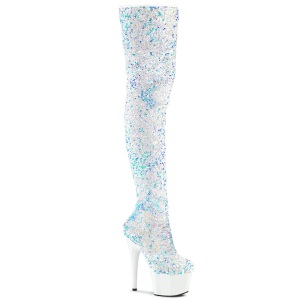 Blanco Lentejuelas 20 cm ADORE-3020 botas altas overknee plataforma pole dance