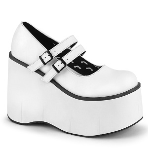 Blanco Vegano 11,5 cm DemoniaCult KERA-08 zapatos de saln mary jane plataforma