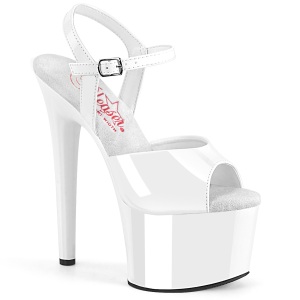 Blanco sandalias pleaser con plataforma 18 cm PASSION-709