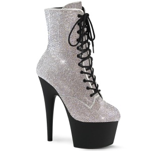 Blanco strass botines pleaser con plataforma 18 cm ADORE-1020RS