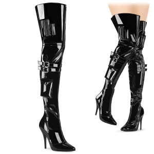 Charol 13 cm SEDUCE-3019 botas altas para hombres y drag queens negros