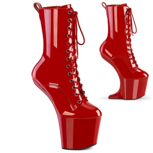 Charol 20 cm CRAZE-1040 Heelless plataforma botines pony rojo