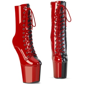 Charol 20 cm CRAZE-1040TT Heelless plataforma botines pony rojo