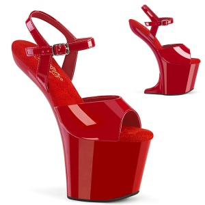 Charol 20 cm CRAZE-809 Heelless plataforma tacn alto pony rojo