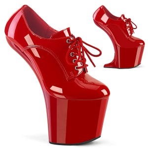 Charol 20 cm CRAZE-860 Heelless plataforma pony botines rojo