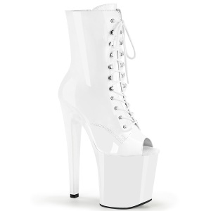 Charol 20 cm XTREME-1021 botines tacn aguja blancos