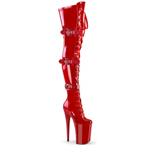 Charol 23 cm INFINITY-3028 botas altas tacn aguja con hebilla rojo