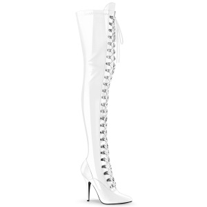 Charol blancos 13 cm SEDUCE-3024 botas altas tacn de aguja para hombres