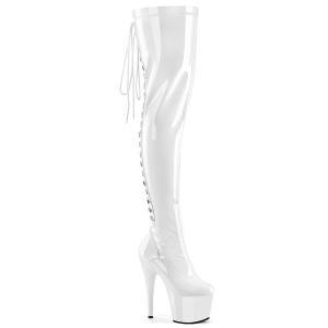 Charol blancos 18 cm ADORE-3063 botas por encima de la rodilla con cordones