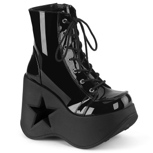 Charol emo 13 cm DYNAMITE-106 botines cua alta plataforma negro