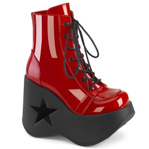 Charol emo 13 cm DYNAMITE-106 botines cua alta plataforma rojo