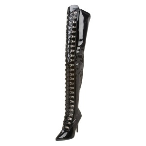 Charol negros 13 cm SEDUCE-3024 botas altas tacn de aguja para hombres