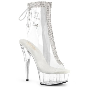 DELIGHT - 15 cm botines de tacn altos pleaser strass transparentes