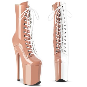 FLAMINGO-1040TT 20 cm botines de tacn altos pleaser blush blanco