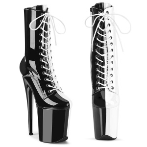 FLAMINGO-1040TT 20 cm botines de tacn altos pleaser negro blanco