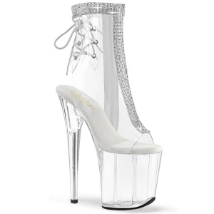 FLAMINGO - 20 cm botines de tacn altos pleaser strass transparentes