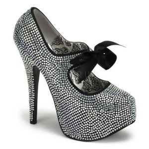 Gris Piedras Strass 14,5 cm Burlesque TEEZE-04R Plataforma Zapato Saln