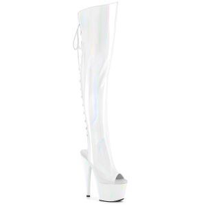 Holograma 18 cm ADORE-3019HWR botas altas punta abierta con cordones blanco