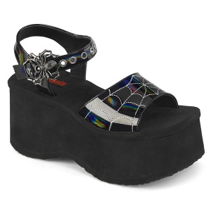 Holograma 6,5 cm DemoniaCult FUNN-10 emo lolita zapatos sandalias con cua alta plataforma