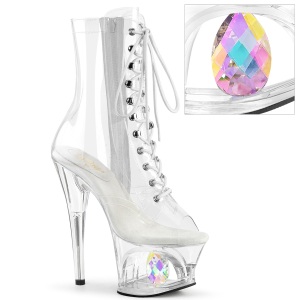 MOON1021C - 18 cm botines de tacn altos pleaser strass transparentes