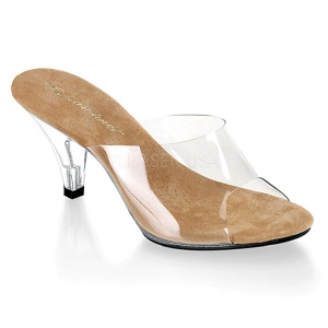 Marron Transparente 8 cm BELLE-301 Mules Tacn Alto Mujer