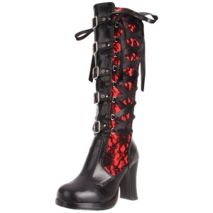 Negro 10 cm CRYPTO-106 plataforma botas de mujer con hebillas