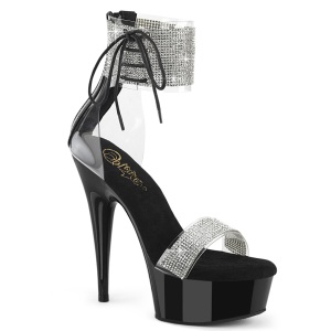 Negro 15 cm DELIGHT-627RS plataforma tacones con correa al tobillo