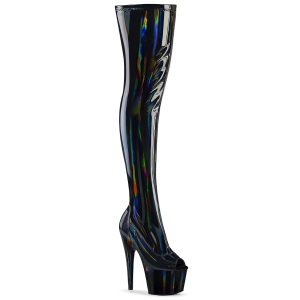 Negro 18 cm ADORE-3011HWR Holograma plataforma botas altas punta abierta