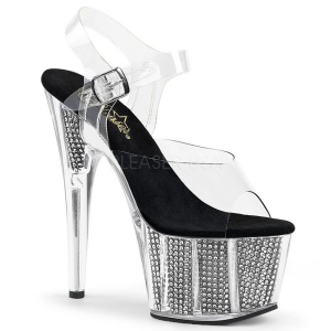 Negro 18 cm ADORE-708SRS Sandalias Mujer Plataforma Strass