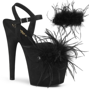 Negro 18 cm ADORE-709F sandalias de tacn con plumas pole dance