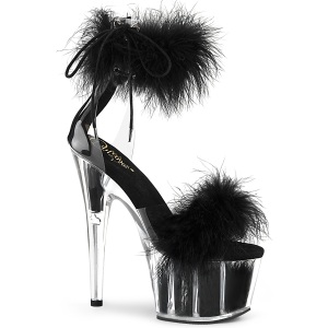 Negro 18 cm ADORE-724F sandalias de tacn con plumas pole dance