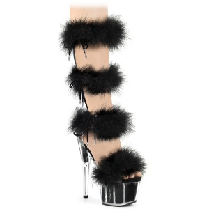 Negro 18 cm ADORE-728F sandalias de tacn con plumas pole dance