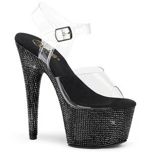 Negro 18 cm BEJEWELED-708DM plataforma zapatos de tacn con piedras