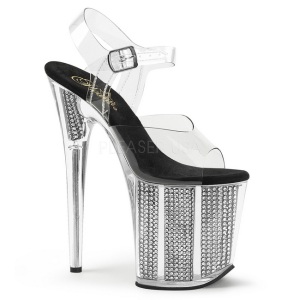 Negro 20 cm FLAMINGO-808SRS Sandalias Mujer Plataforma Strass