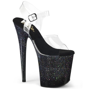 Negro 20 cm FLAMINGO Zapatos plataforma con tacones glitter