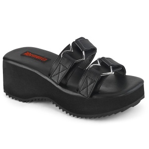 Negro 6,5 cm DemoniaCult FLIP-12 pantuflas de plataforma emo gothic