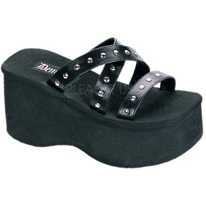 Negro 9 cm FUNN-19 Gticos Chanclas Mujer Plataforma