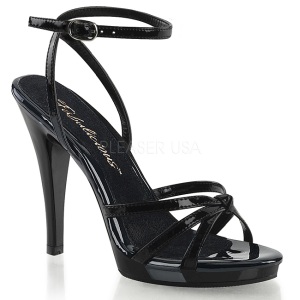 Negro Charol 12 cm FLAIR-436 Sandalias Femininas Planos