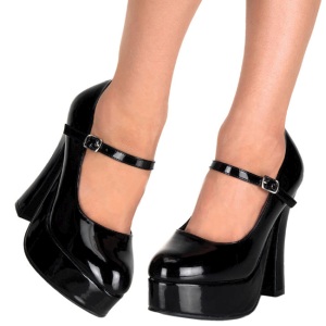 Negro Charol 13 cm DOLLY-50 Mary Jane Plataforma Zapatos de Saln