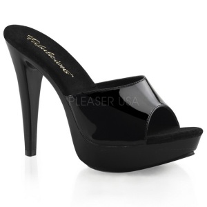 Negro Charol 14 cm COCKTAIL-501 Plataforma Mules Altos