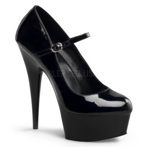 Negro Charol 15 cm PLEASER DELIGHT-687 Plataforma Zapatos de Saln